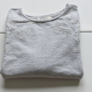 Loft Gray floral embroidery sweater